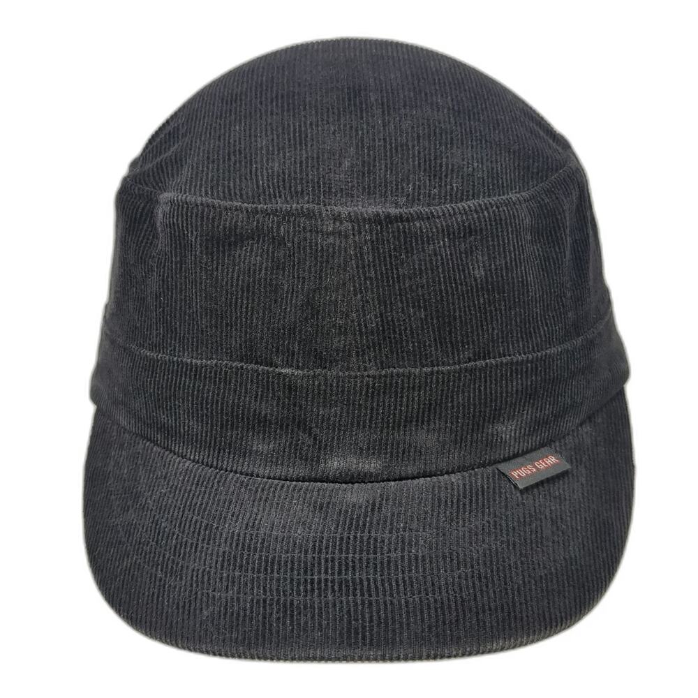 Pugs Gear Army Cap Black One Size Corduroy Strapback Adjustable Solid Cotton Hat